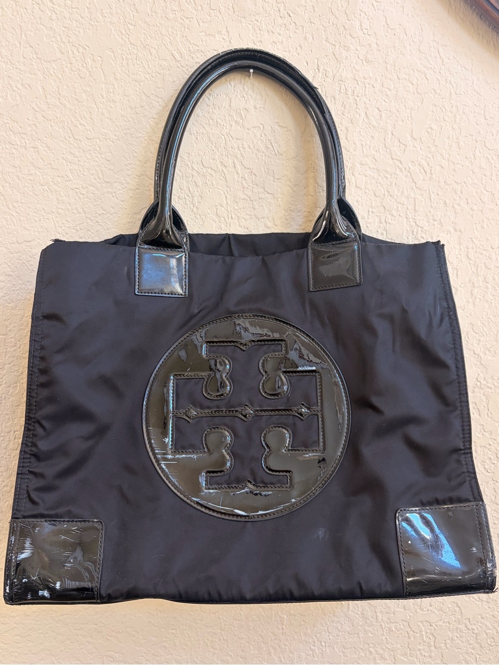 🖤Tory Burch Black Nylon Tote w/Patent Logo